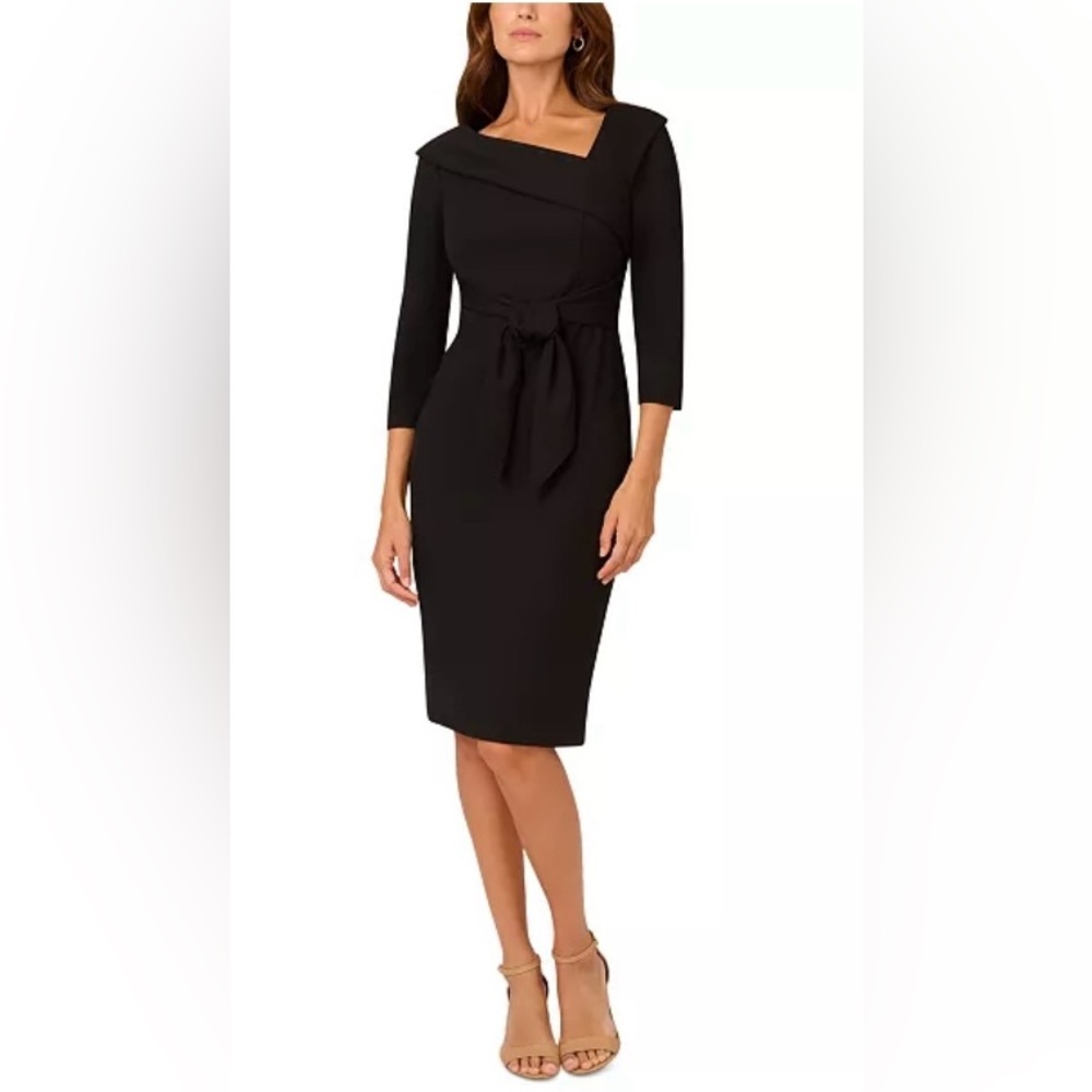 NWT Adrianna Papell black crepe sheath dress size 8